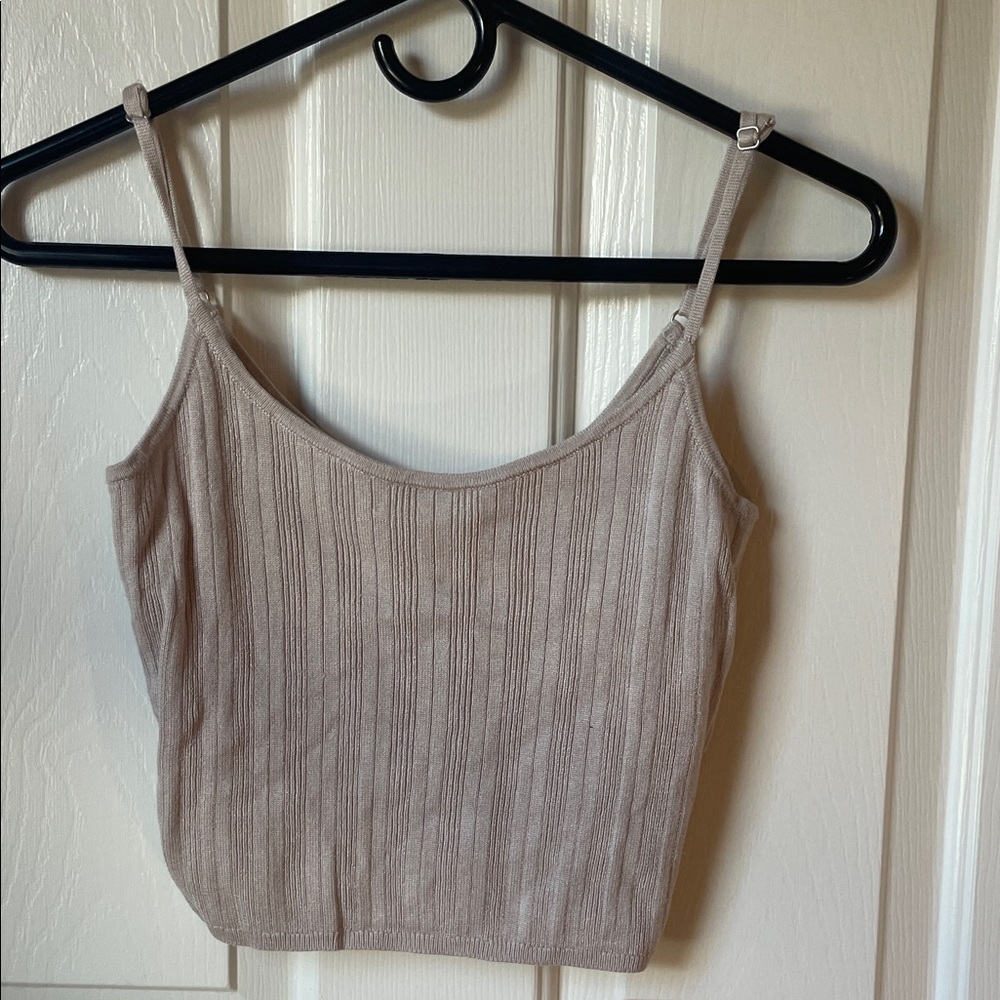 Abercrombie & Fitch Ribbed Knit Camisole in Taupe